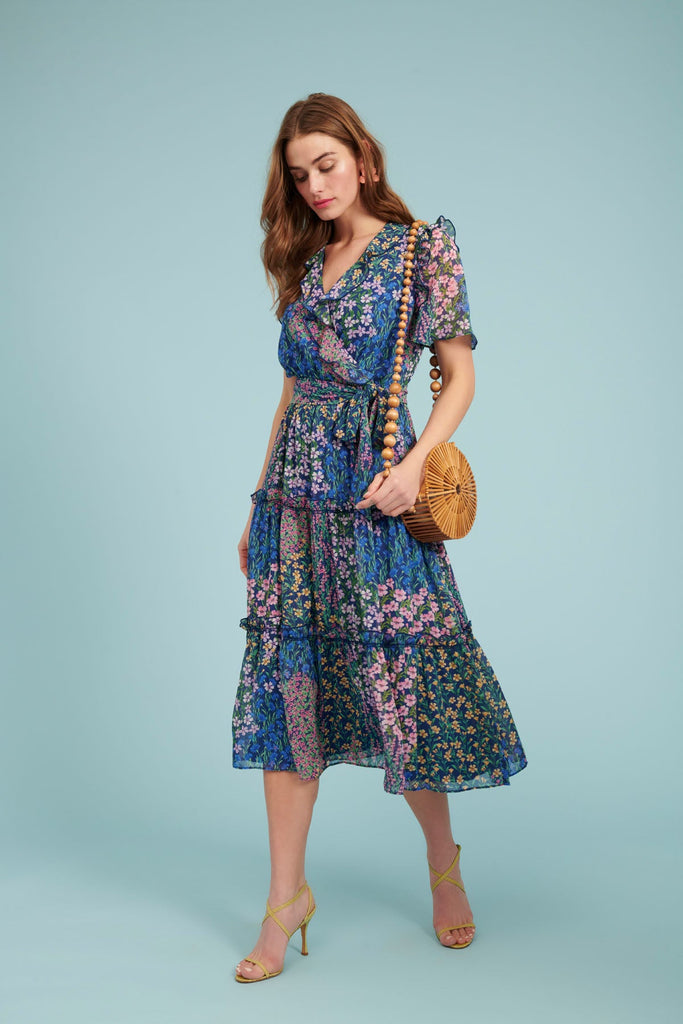 Chiffon Garden Floral Midi Dress ...